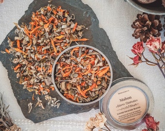 Mabon Loose Incense Blend - Autumn Equinox Celebration - Herbs for Burning - Sage, Marigold, Cinnamon, Sunflower -  Witchcraft Supplies