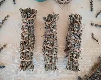 Lavender Smudge Sticks - Herbs & Flowers Smudge Sticks - Witchcraft Supplies, Magick, Spellcasting, Pagan Altar, Book of Shadows, Gift