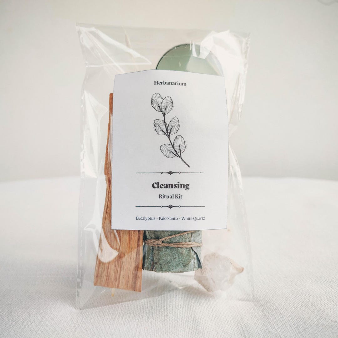 Cleansing Ritual Kit: Eucalyptus Smudge, Palo Santo, Quartz, Jasmine ...
