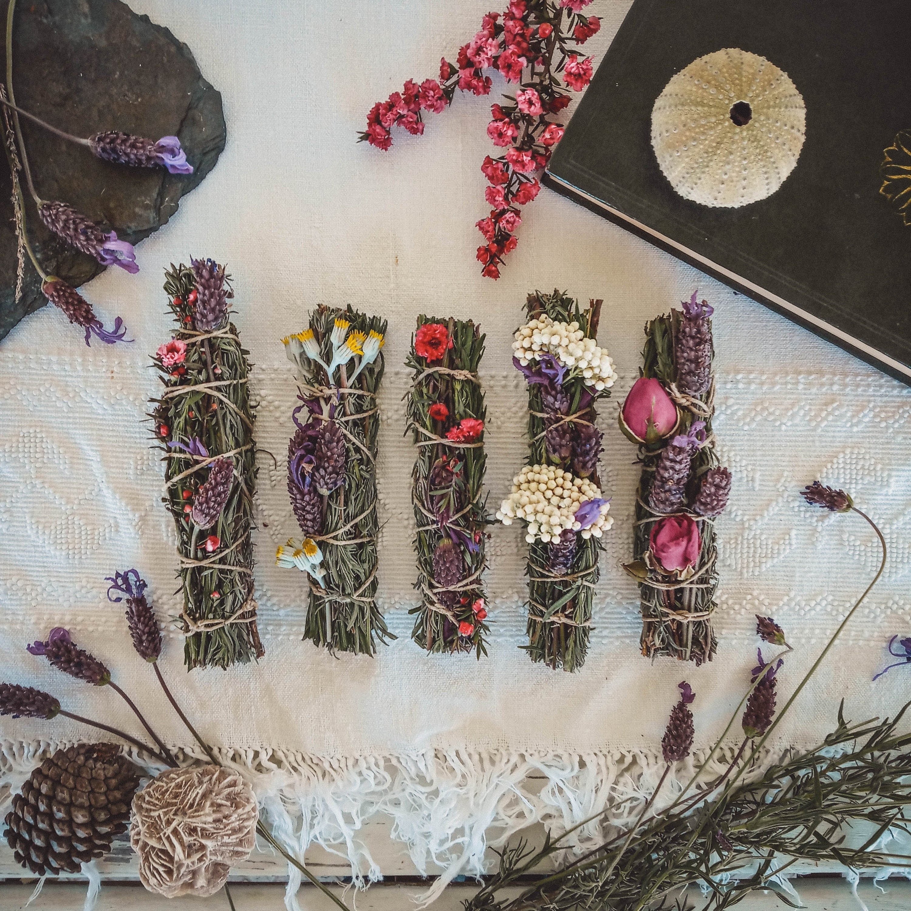 Portuguese Lavender & Flowers Smudge Sticks - Witchcraft Supplies, Magick, Spellcasting, Pagan, Book of Shadows, Ritual Crafts, Gift