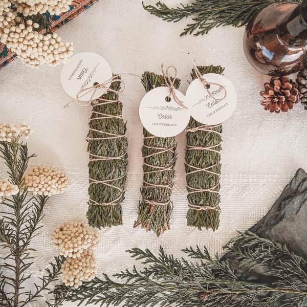 Cedar Smudge Sticks - Herbs & Flowers Smudge Sticks - Witchcraft Supplies, Magick, Spellcasting, Pagan Altar, Book of Shadows, Gift