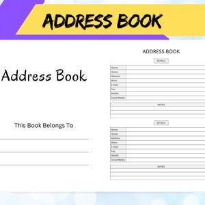 Address Book Printable PDF Canva PowerPoint, Contact Organizer Template, Minimalist Address List, Digital Gift For Friends, Family Or Office