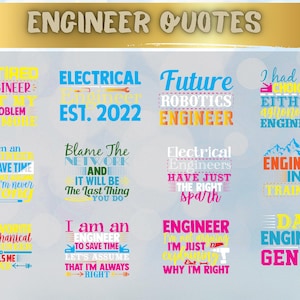 Engineer Quotes SVG Bundle - Funny Engineering Sayings, Mechanical Engineer Clipart, Cricut & Silhouette - Digital Download Eps Png Dxf