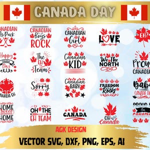 Canada Day SVG Bundle, Maple Leaf & Flag Cut Files, Patriotic SVG for Cricut Silhouette, Png Dxf Eps AI