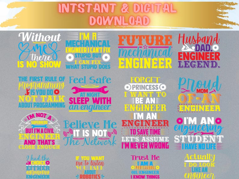 Engineer Quotes SVG Bundle - Funny Engineering Sayings, Mechanical ...