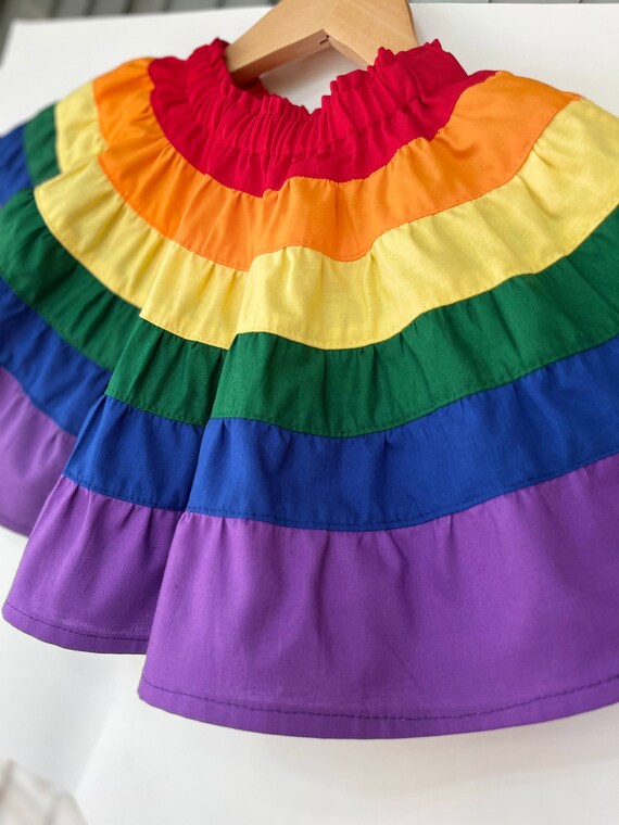 Rainbow Skirt 6 Tiered Gypsy Look Skirt Colorful Tiered Kids Skirt mid calf Length Girls Skirt Cotton Midi Skirt Etsy