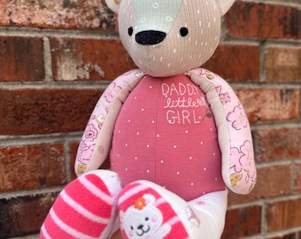 Memory Bear/ One of a kind/ Patchwork Bear/ Keepsake Bear Rabbit/ Memory Rabbit/ Patchwork Memory Bear/