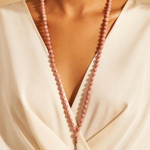 Rhodonit Perlen Kette: 5 mm Edelstein Mala, handgemachter Schmuck