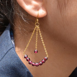 Sterling Silver Garnet Dangle Earrings: January Birthstone Jewelry