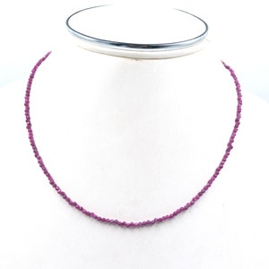 Ruby Necklace, Beaded necklace, 2.50mm Ruby faceted beads, tiny ruby stone jewelry, gift for her, pink ruby stone, birthstone jewelry