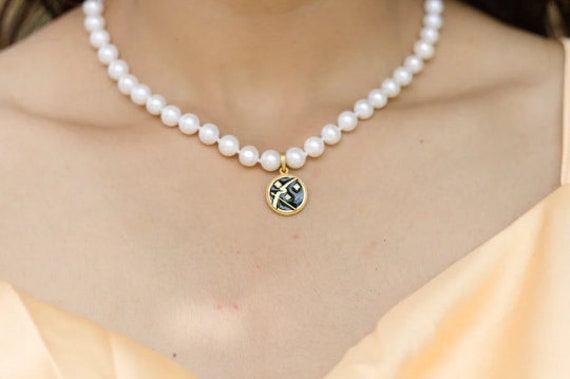 Pearl Necklace Beaded Jewelry Zodiac Pendant 925 Sterling