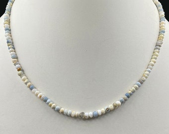 Blue opal necklace, beaded necklace, 4mm blue opal beads, minimalist jewelry, faceted blue opal, gemstone jewelry, blue opal jewelry, gift