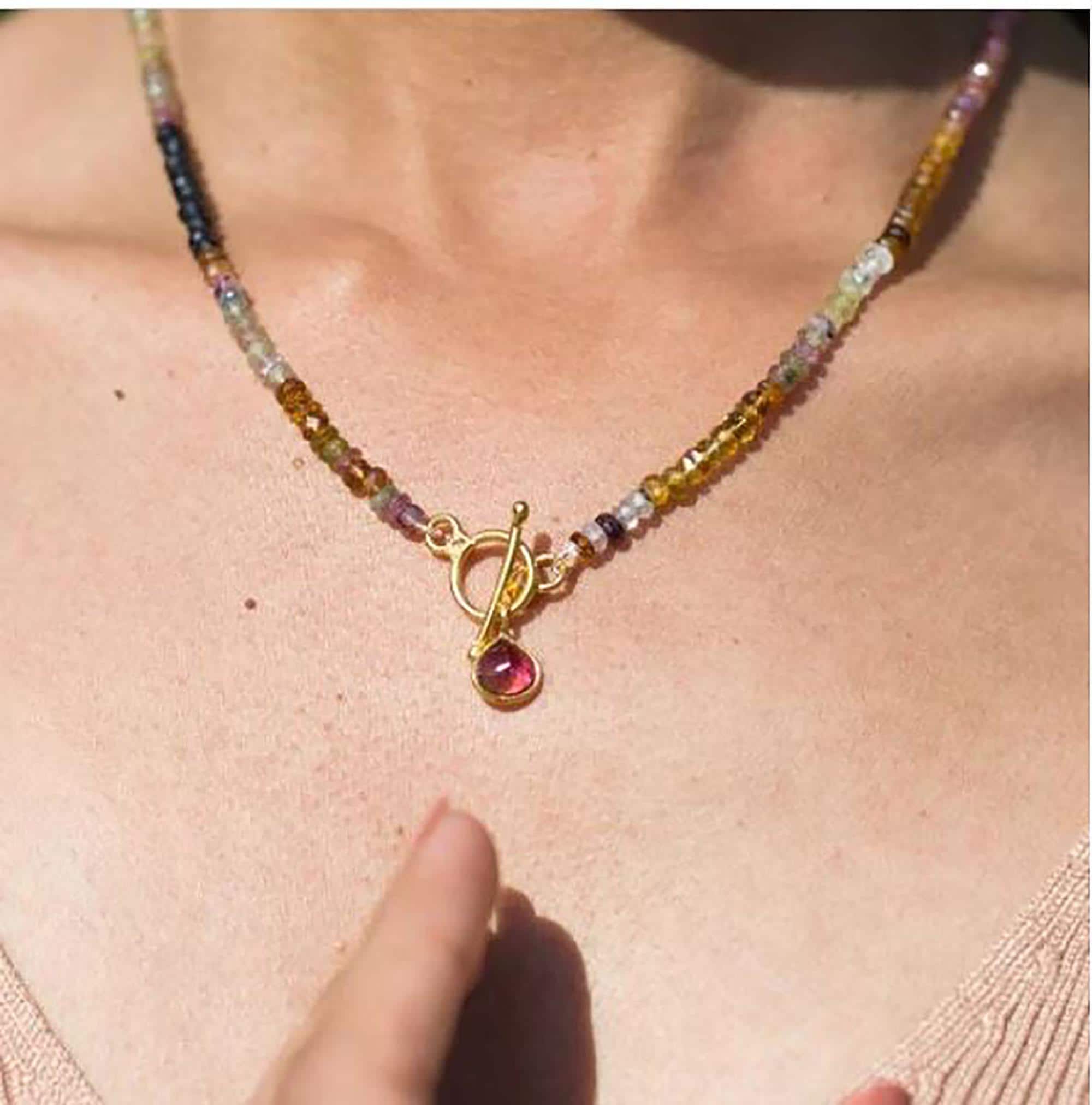 AAA++ multi tourmaline necklace - Watermelon tourmaline necklace - Multi color tourmaline jewelry - Tourmaline Pendant - Gift