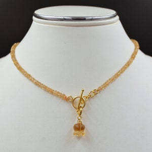 Natural Citrine Necklace,14KT Gold Plating, Beaded Jewelry, Citrine Pendant, Dainty Citrine, Women Jewelry,3.80 mm Citrine Beads, mom&#39;s gift