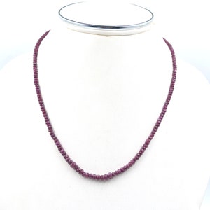 Ruby necklace, beaded necklace, 2mm to 6mm dainty ruby beads, gemstone jewelry, faceted pink ruby necklace, Party wear gift for her