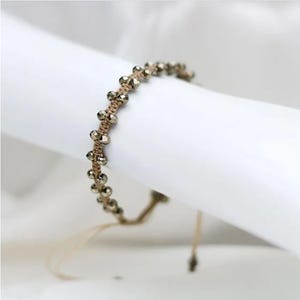 Faceted Pyrite Beaded Bracelet: Adjustable Thread Jewelry