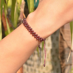 Garnet Bracelet, Beaded bracelet, 3.15mm Dainty Garnet Faceted  Beads, Delicate Jewelry, Natural Red Garnet Gemstone Bracelet, for gift