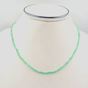 Chrysoprase necklace, beaded necklace,2.50mm faceted chrysoprase beads, tiny jewelry, green chrysoprase stone, minimalist necklace, for gift
