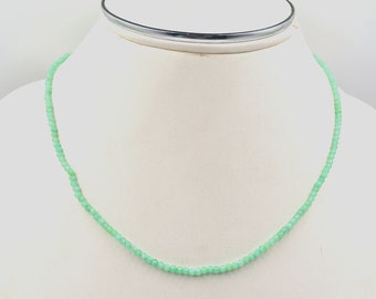 Chrysoprase necklace, beaded necklace,2.50mm faceted chrysoprase beads, tiny jewelry, green chrysoprase stone, minimalist necklace, for gift