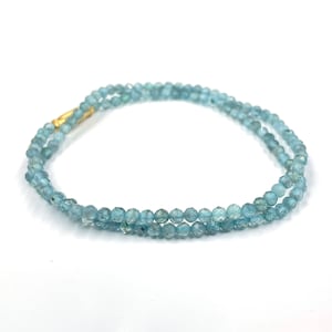 Apatite necklace, beaded jewelry, 2.10mm tiny faceted apatite beads, minimalist jewelry, women&#39;s jewelry, dainty aquamarine necklace