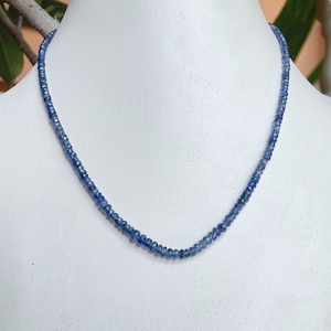 AAA+ Quality Blue Sapphire Necklace, Beaded necklace, Natural Gemstone Jewelry, Blue Sapphire Beaded Necklace, Beautiful Gift for women.