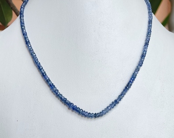 AAA+ Quality Blue Sapphire Necklace, Beaded necklace, Natural Gemstone Jewelry, Blue Sapphire Beaded Necklace, Beautiful Gift for women.