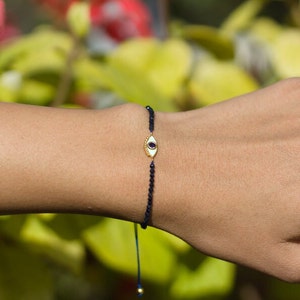 Natural Sapphire Bracelet, Beaded Bracelet, Evil Eye Charm, 2X2mm faceted sapphire beads, Evil Eye Jewelry, women gift, tiny sapphire.