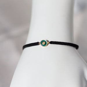 Enamel Evil Eye Bracelet: Rose Cut Diamond, Thread Jewelry