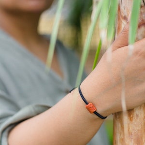 Coral bracelet, Coral charm bracelet, macrame minimalist jewelry, coral rough bracelet, adjustable jewelry, gift for her