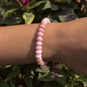 Pink opal bracelet, beaded bracelet, 6mm roundel opal beads, adjustable minimalist jewelry, gemstone bracelet, gift for her