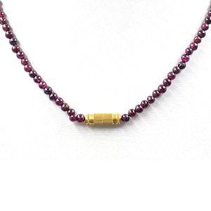 Garnet Necklace, 3mm Garnet Smooth Roundel Beads Necklace- Red Mozambique- Garnet Beaded Necklace, Wedding- Bridesmaid Gift- Garnet beaded