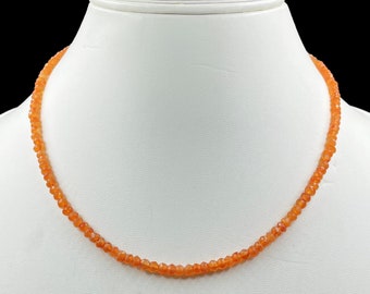 Collana in corniola AAA++, perline minuscole, gioielli in corniola 100% naturale, corniola arancione, gioielli delicati, collana da donna, perline di corniola
