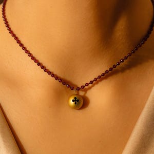 Dainty Garnet Beaded Necklace: 3mm Faceted Gemstone, Silver Pendant