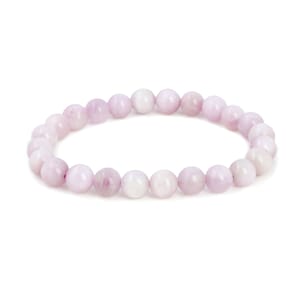 Kunzite Bracelet: 6mm Gemstone Beaded Stretchy Jewelry