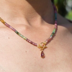 AAAA+ multi tourmaline necklace,92.5 Sterling Silver,Watermelon tourmaline necklace,Multi color tourmaline jewelry, Women Jewelry,mom&#39;s gift