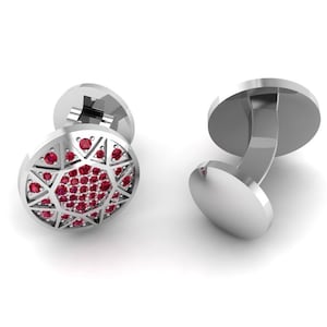 Ruby Gemstone Cufflinks, Sterling Silver Tone Cufflinks For Men's, Luxury Wedding Cufflinks, Groom Gift, Handmade Formal Jewelry