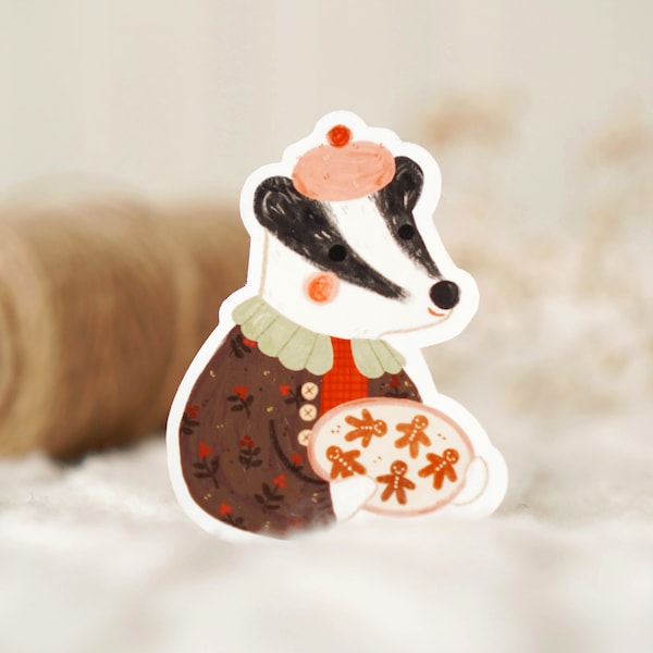 Cookie Badger Sticker | Vinyl Sticker, Badger Stickers, Cute Stickers, Animal Sticker, Winter Sticker