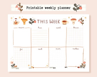 Cottagecore Weekly Planner (DIGITAL FILE) | Printable Planner, Weekly To Do List Planner, Undated Planner, Daily Planner PDF