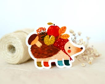 Herfstegel: vinylsticker |  glanzende sticker, egelsticker, schattige dierenstickers