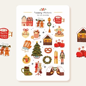 Christmas Market - stickers | Christmas Sticker Sheet, Holiday Planner Stickers, Hygge Winter Stickers, Christmas Journaling