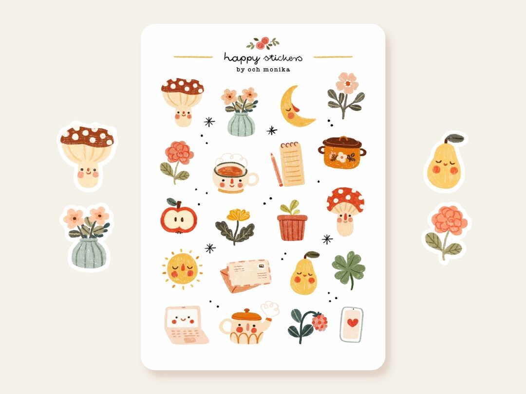Cottagecore - Stickers #2 | Hand Drawn Planner, Journal Art - Etsy