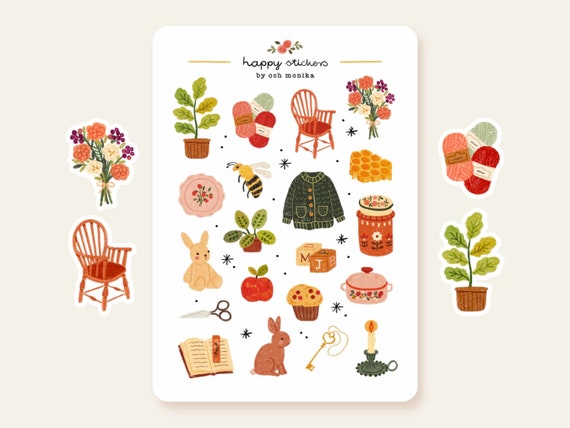 Sweet Afternoon - stickers #26 | Journaling Stickers, Cottagecore Sticker Sheet, Scrapbook Stickers