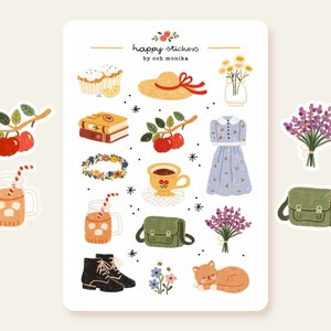 Nazomer - stickers | Stickervel, stickers scrapbooking, cottagecore-decor, schattige stickers, plannerstickers, Bullet Journal-stickers