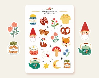 Magical Forest Stickers | Cottagecore Stickers, Sticker Sheet, Cute Stickers, Planner Stickers, Bullet Journal Stickers