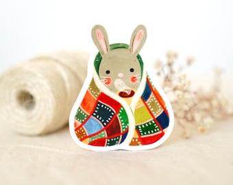 Cozy Rabbit  - Vinyl Sticker |  glossy sticker