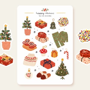 Kerstboomstickers | Stickervel kerst, stickers vakantieplanner, hygge winterstickers, kerstjournaal
