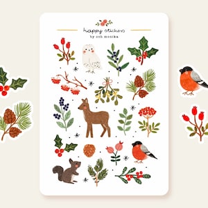Natura invernale - adesivi / Foglio di adesivi, adesivi animali, adesivi carini, adesivi per planner, adesivi per bullet journal