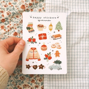 Feuille d'autocollants de Noël douillette Stickers pour agenda des fêtes, Stickers hiver Hygge, Stickers journal hiver image 3