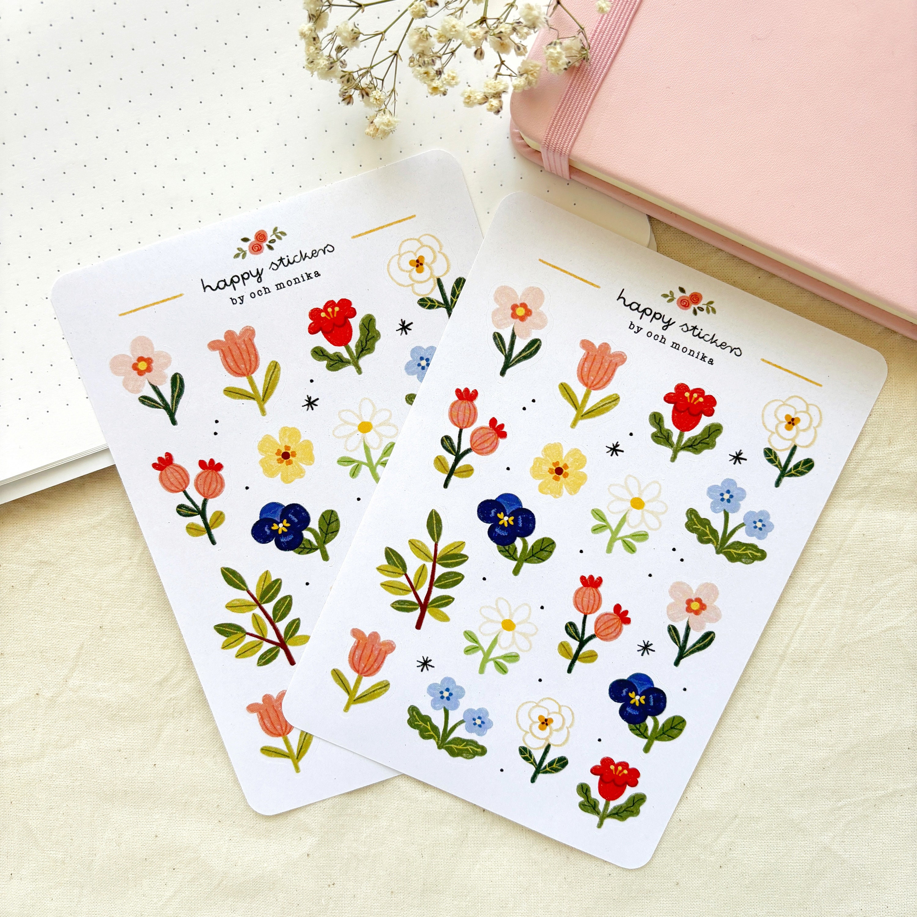 Floral - Stickers #12 | Floral Sticker Sheet, Hand Drawn Planner ...