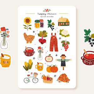 Harvest Time - stickers | Fall Stickers, Scrapbooking Stickers, Cute Stickers, Cottagecore Stickers, Bullet Journal Stickers